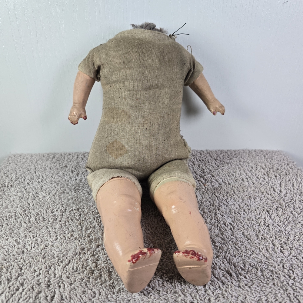 Vintage Composition Headless Doll with Fabric Body and Painted Legs